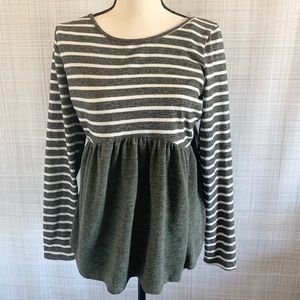 Andree by Unit Grey and White Striped Long Sleeve